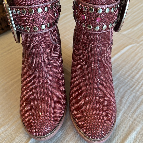 Dolls Kill Sheriff Shine Cowboy Boots - Barbie Pink Bling - Picture 6 of 11